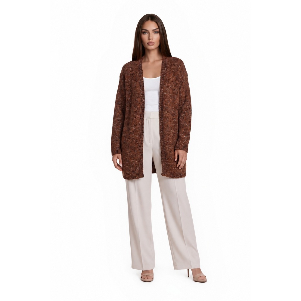 J. Jill Cardigan Sweater Women's Size Medium Tall Rust Marled Open Longline Fall